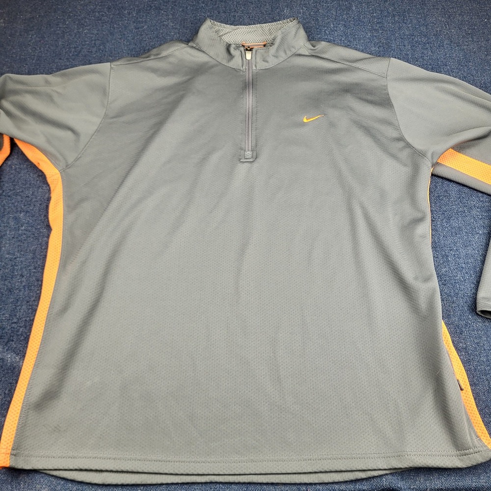Nike Dri-FIT Mens XL Quarter Zip Pullover Grey Orange Athletic Training Top